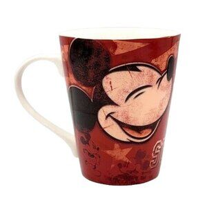 2/$15 Disney Retro Superstar 28 Mug Red 4" Round Jerry Leigh Mickey Mouse Smile